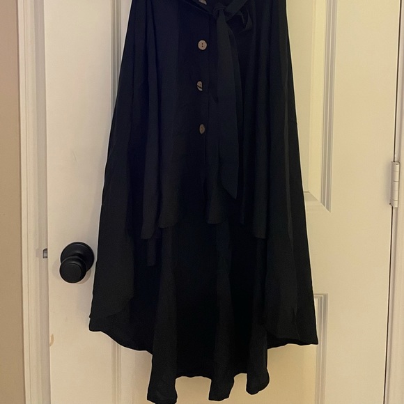 Black Casual Botton Dress High Low, Lightweight Silky material - Picture 4 of 4